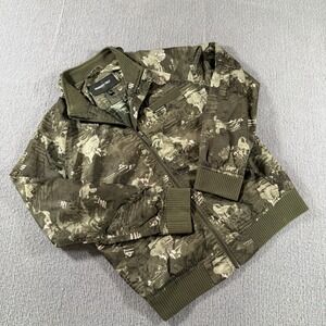 Members Only Jacket Floral Army Green‎ Camo Satin Finish Size 12 USA